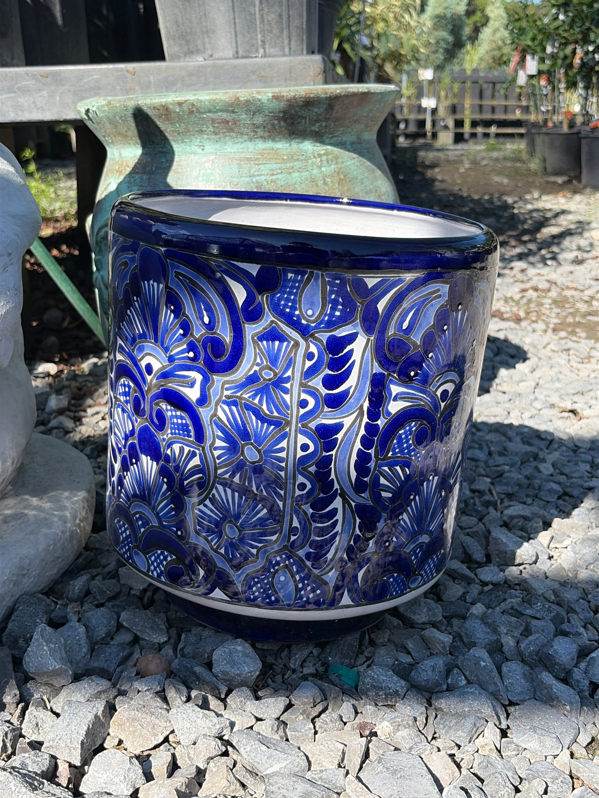 Mexican Pottery Hand-Painted Blue Medium
