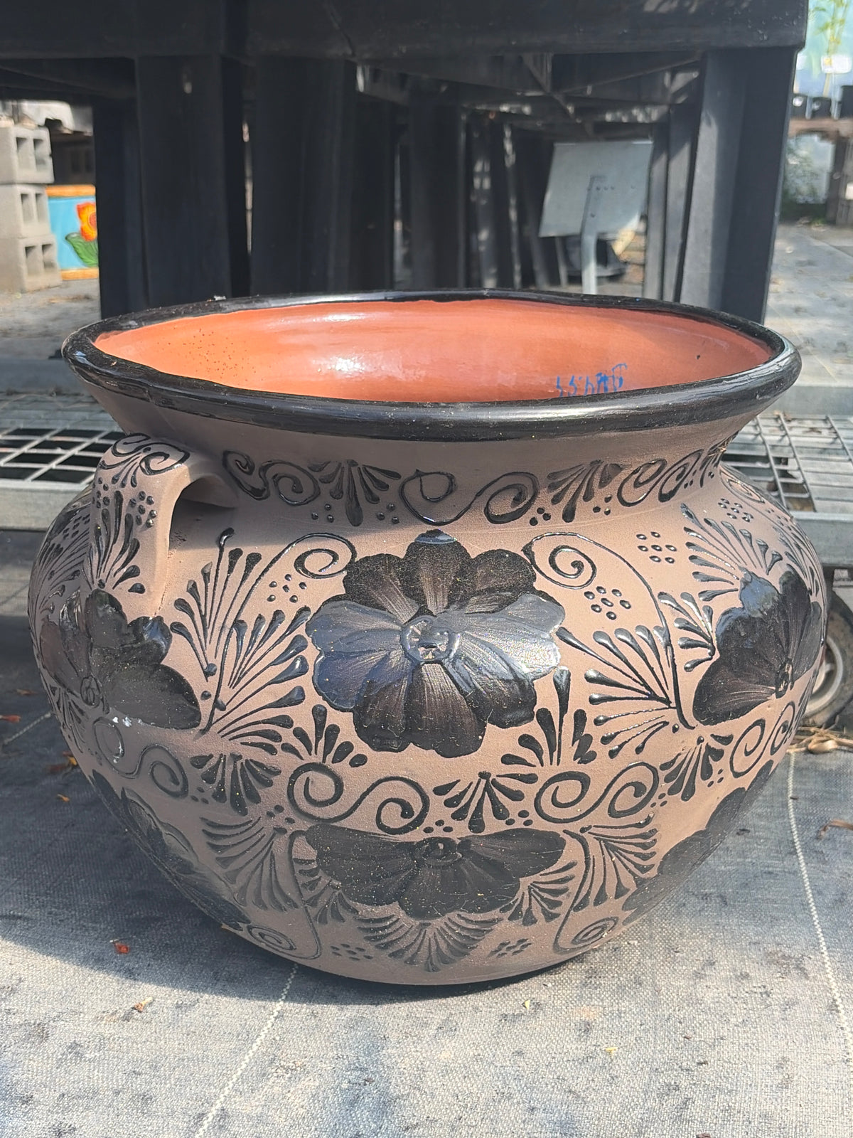 Mexican Pottery Black Flowers