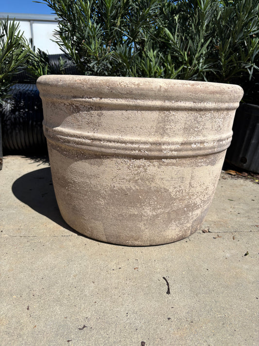Large Antique Finish Drum Planter