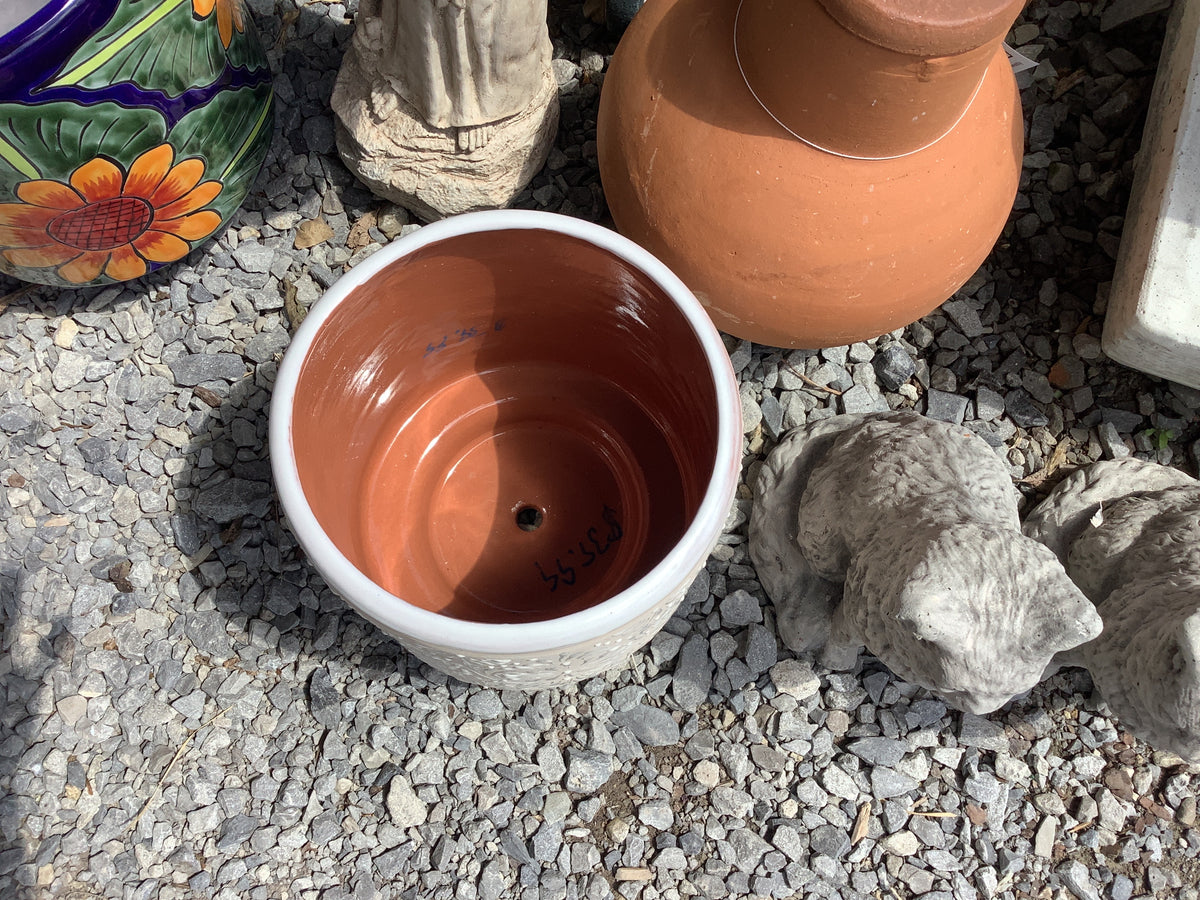 Mexican pottery round white small