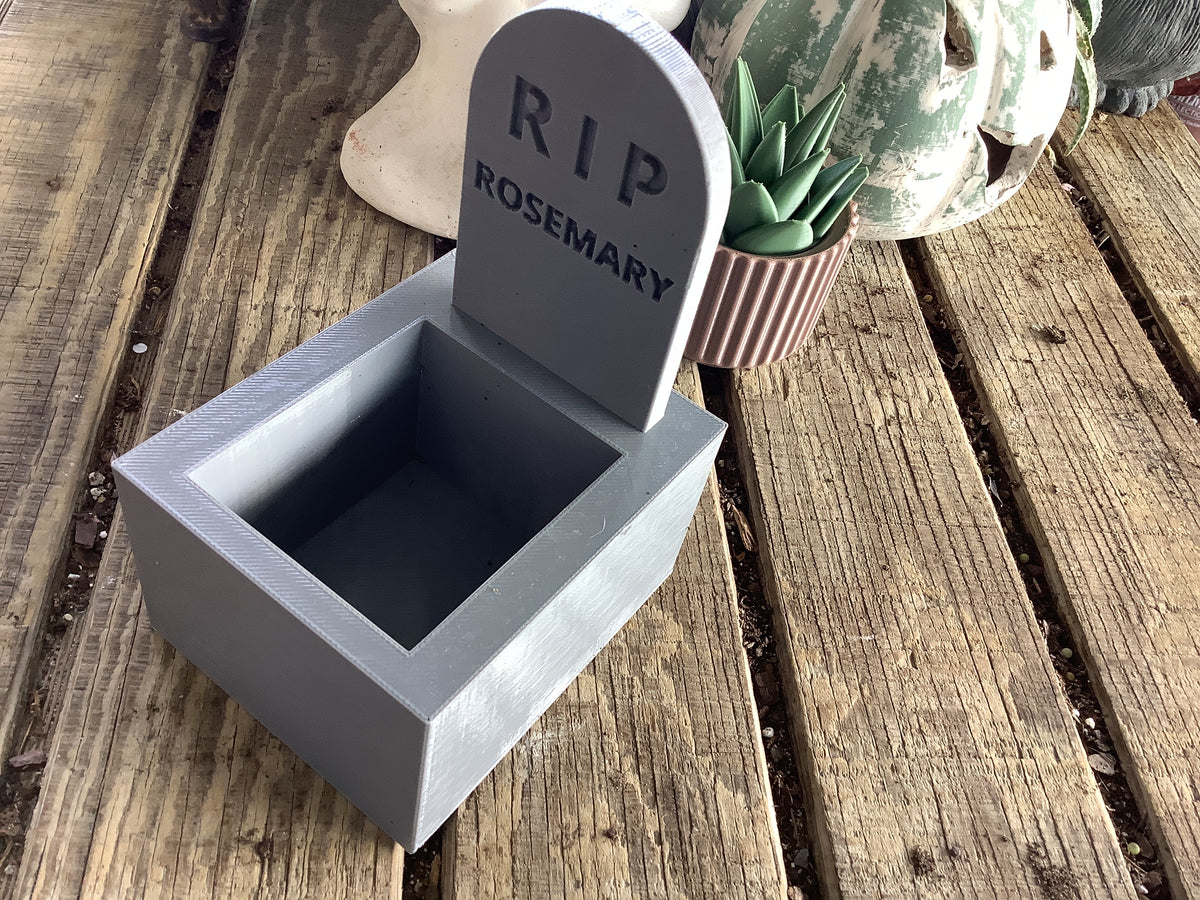 RIP grave rosemary planter