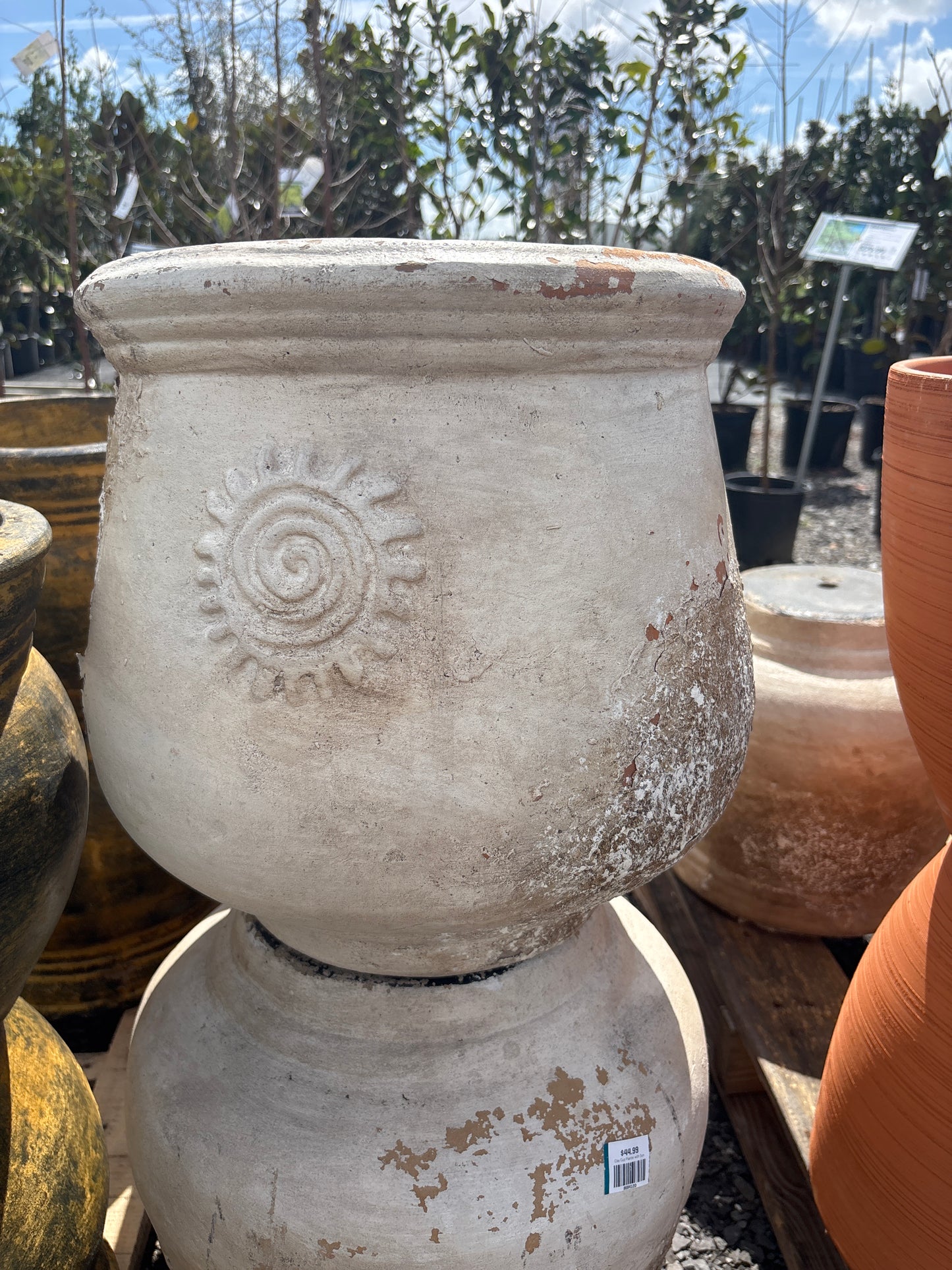 Clay Cup Planter with Sun