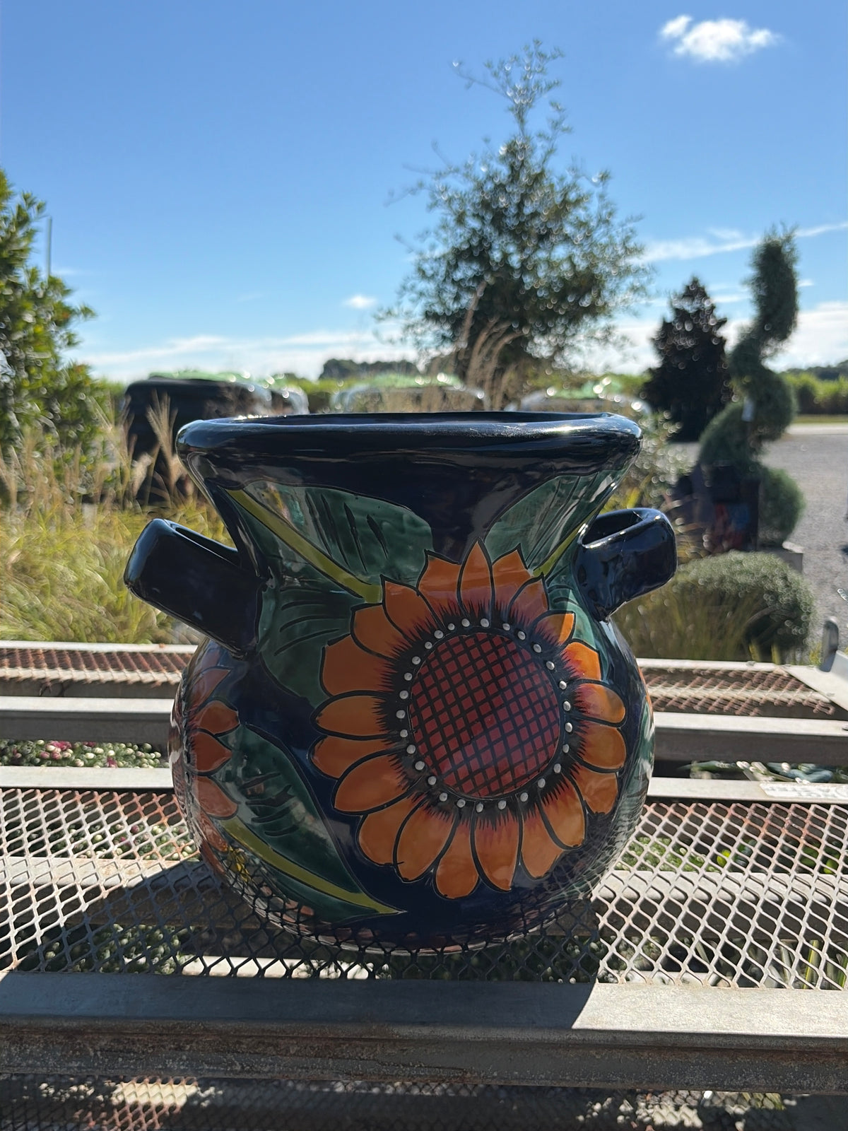 Mexican Pottery Sunflowers w/ Handles