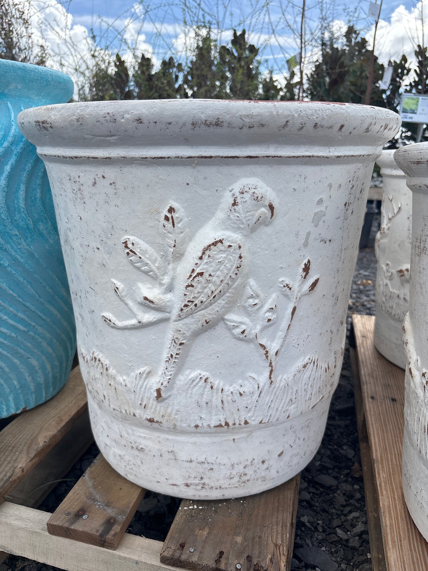 Large Clay Pot with Parrot
