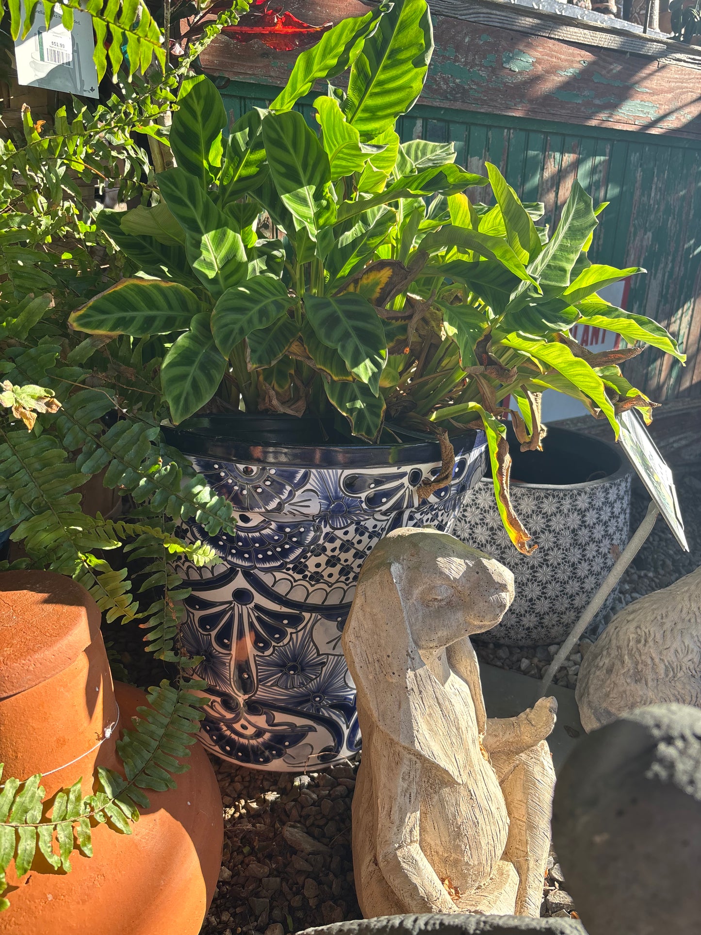 Hand-Painted Blue & White Ceramic Planter