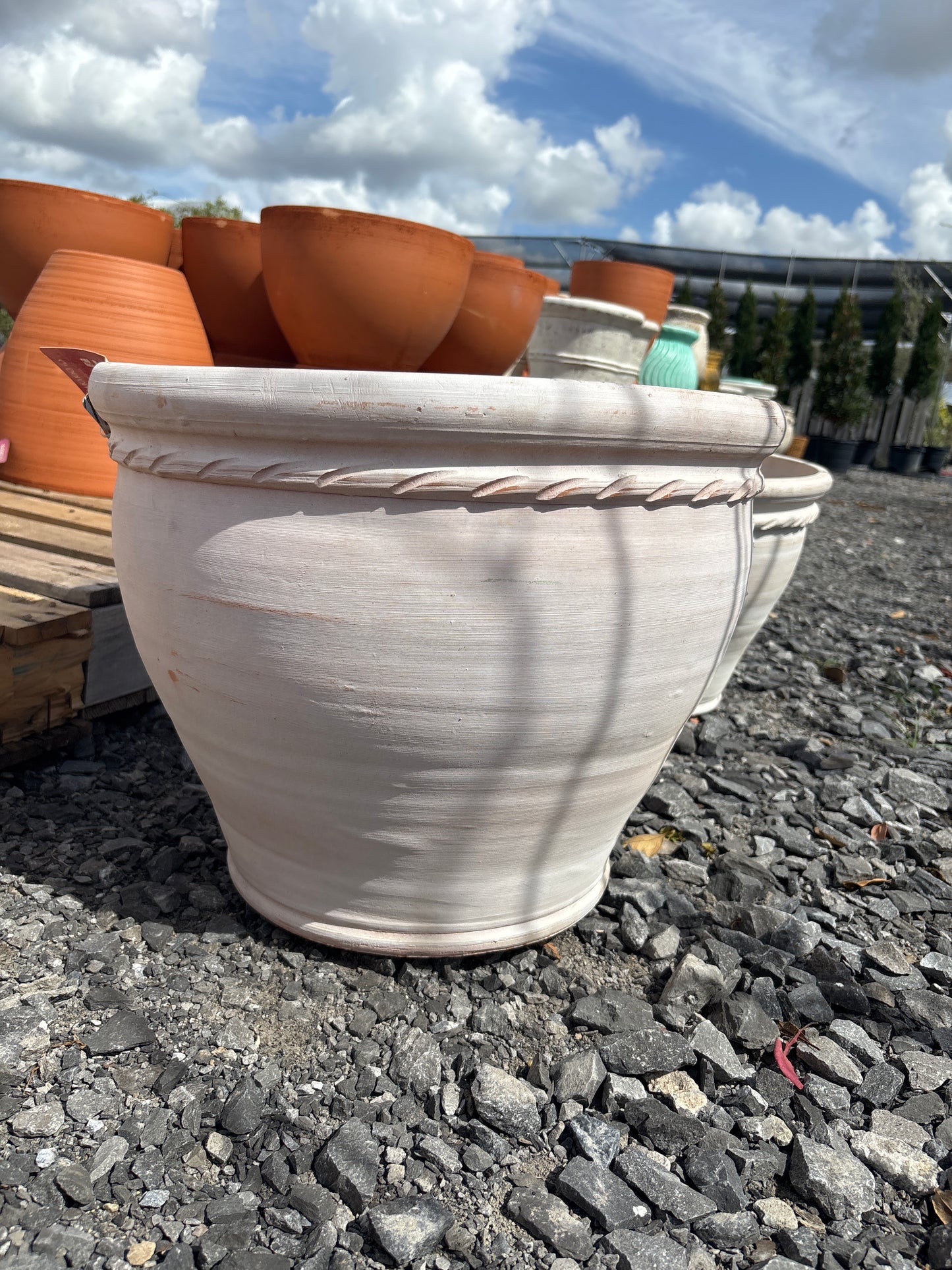17” White Pakistani Rope Planter