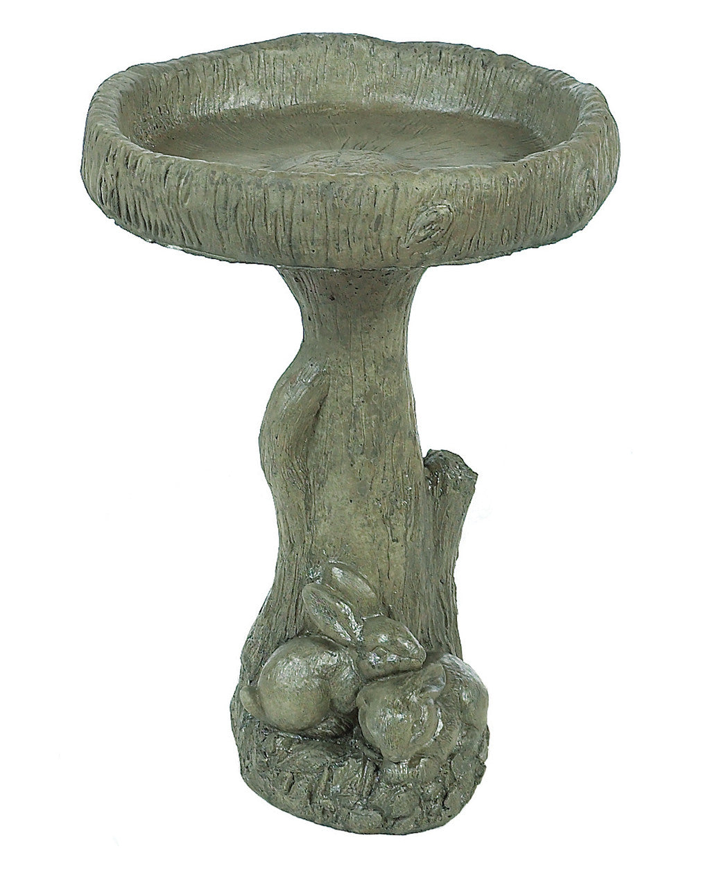 Double Bunnies Tiny Wood Birdbath