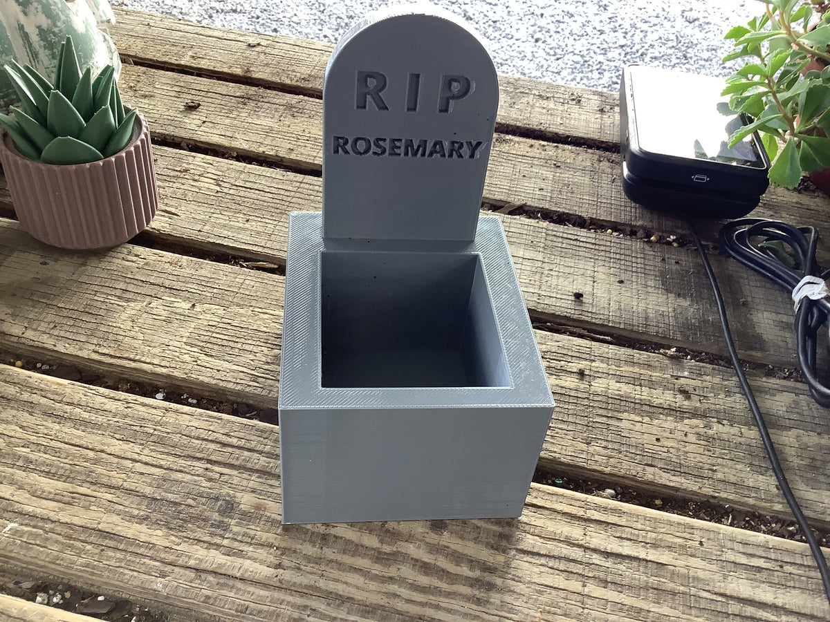 RIP grave rosemary planter