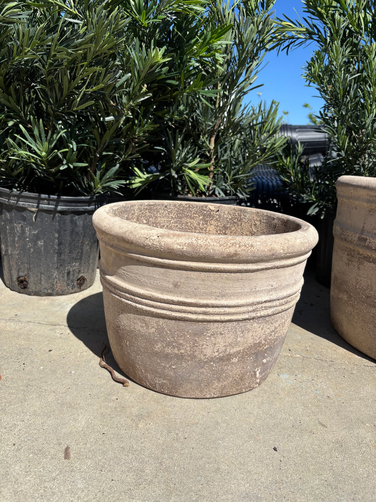 Small Antique Finish Drum Planter