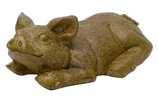 Laying Pig Looking Up Statue