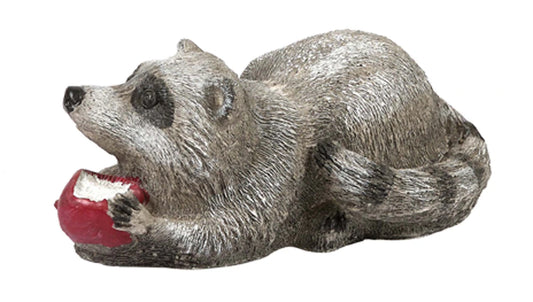 Raccoon Eating Apple Statute
