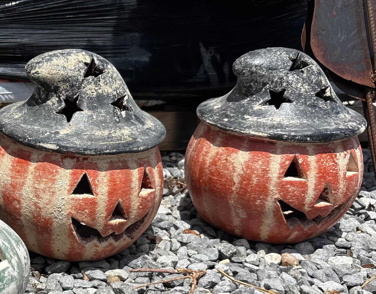 Clay Pumpkin With Witch Hat