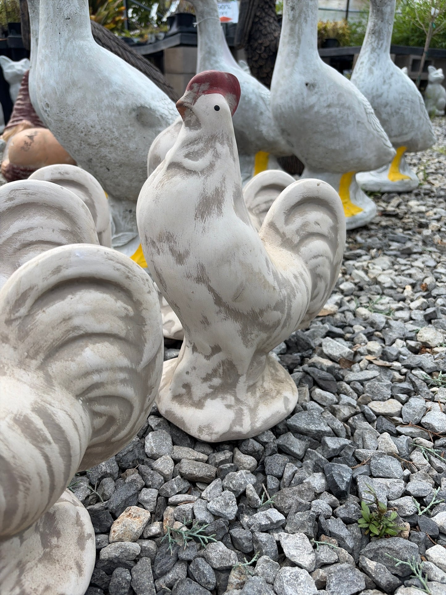 Large Clay Hen On Pedestal