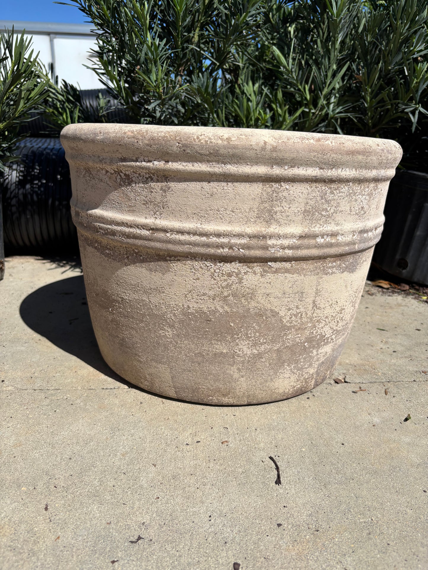 Large Antique Finish Drum Planter