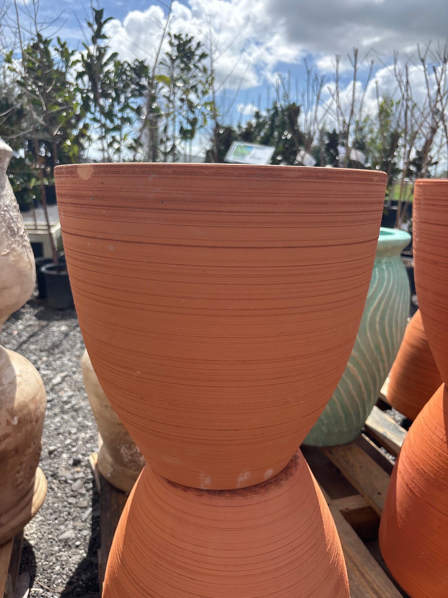 Etched Terracotta Circle Planter