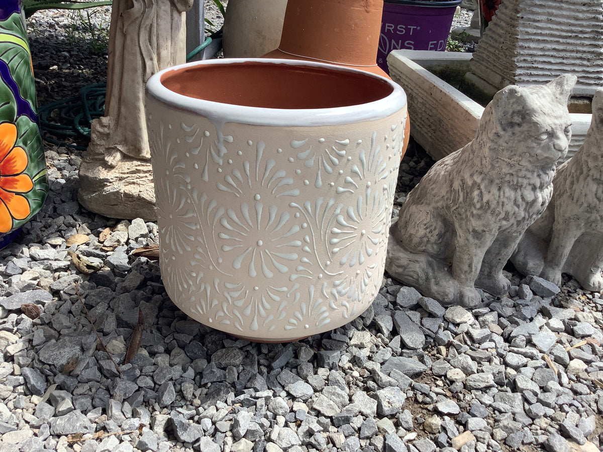 Mexican pottery round white small