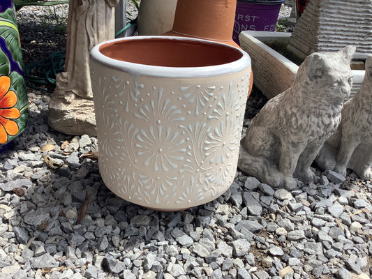 Mexican pottery round white small