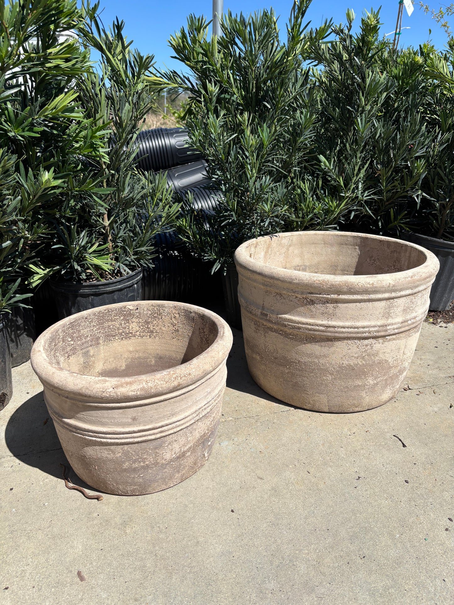 Large Antique Finish Drum Planter