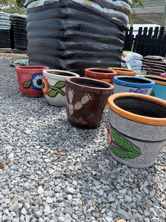 Assorted Colorful Clay Planters