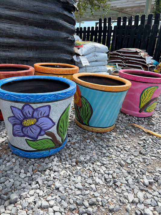 Assorted Colorful Clay Planters