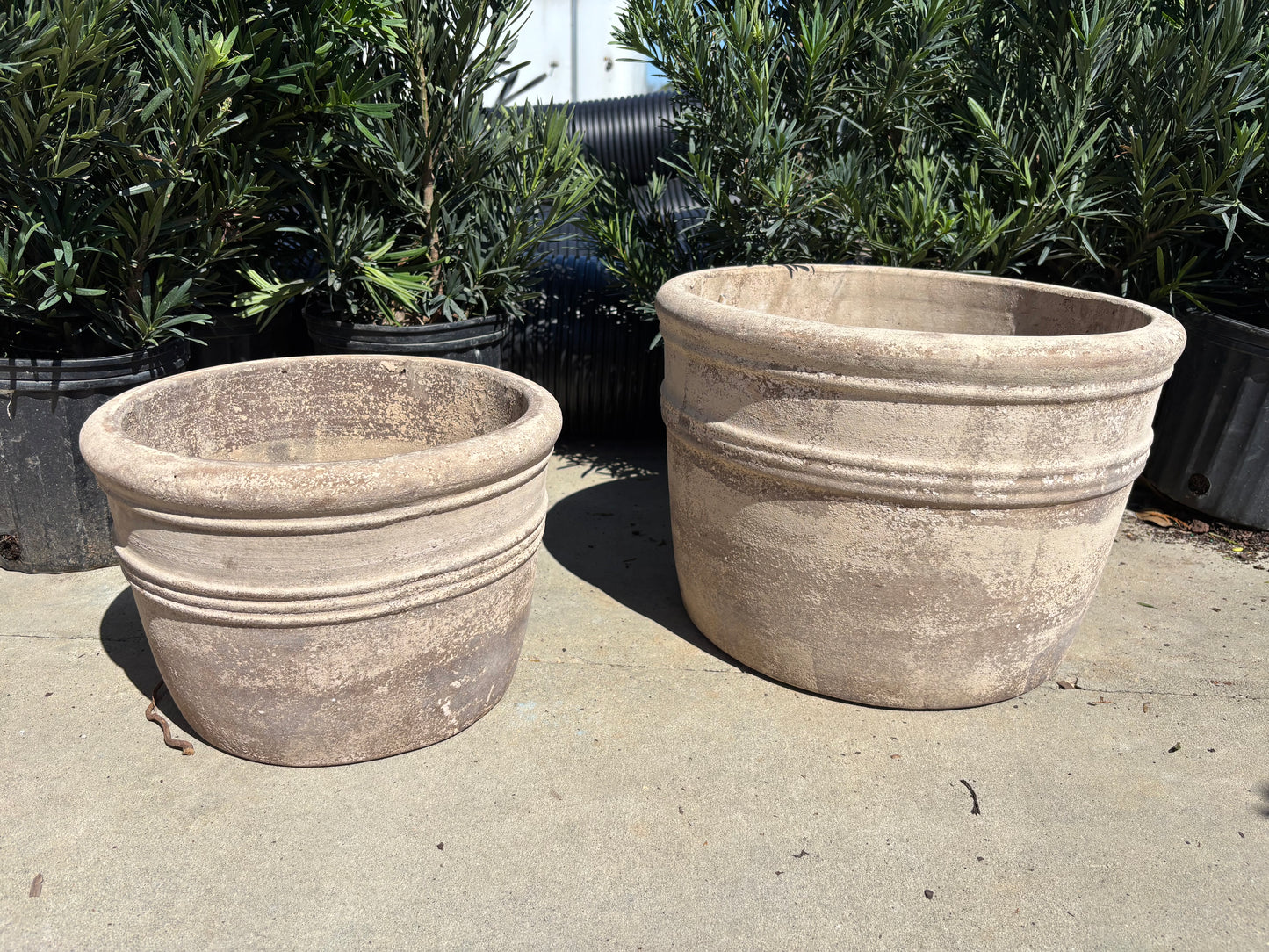 Large Antique Finish Drum Planter