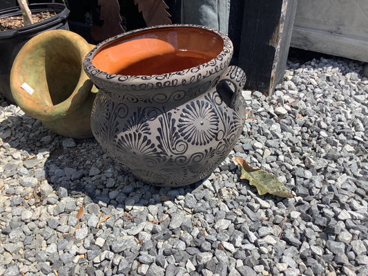 Mexican pottery black w/ handles large