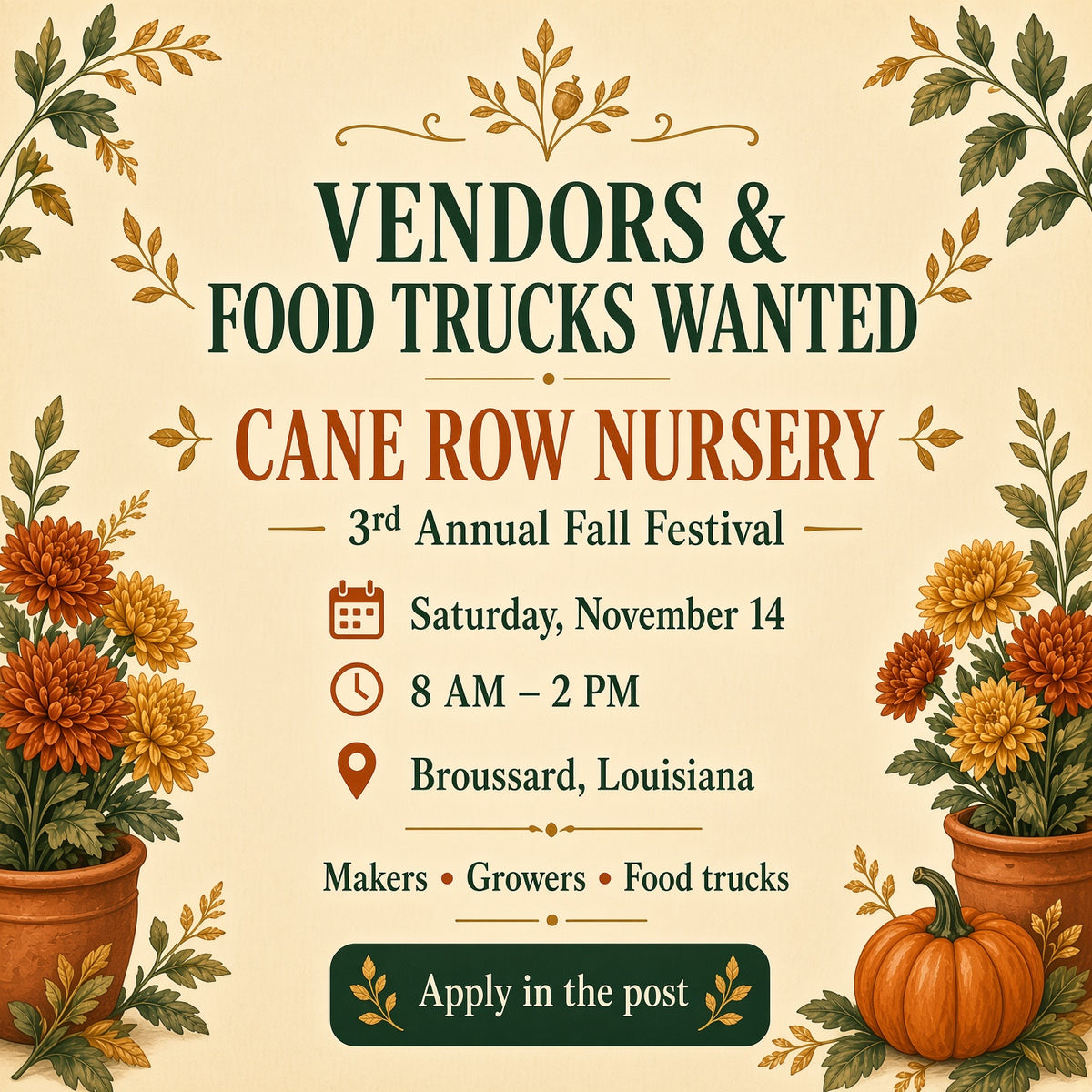 Fall Festival Vendor or Food Truck